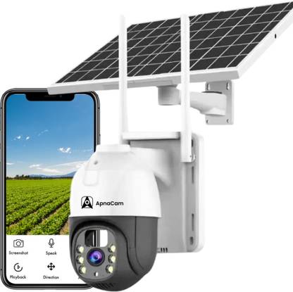 ApnaCam 5MP 4G Sim Solar Powered 360° 1080p PTZ Camera Solar Panel Night Vision Security Camera