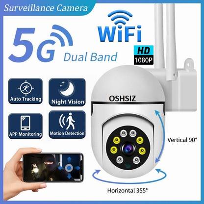 OSHSIZ Bulb Shape PTZ Camera 1080P 360° V380 & Auto Tracking Two Way Audio Spy Camera