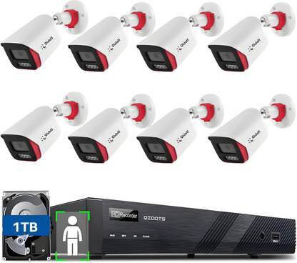 Qidots 8 Channel Kit 8MP IPCamera Full Set ColourVu DualMode 8CH NVR POE Switch 1TB HDD Security Camera