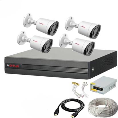 CP PLUS 4 Channal HD DVR 1080p 1Pcs,Outdoor Camera 2.4 MP 4Pcs,Full combo set Security Camera