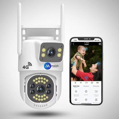 Maizic Smarthome Mini 4G Sim CCTV Camera 5+5MP Dual Lens/Screen Wireless Bullet+PTZ Outdoor Security Camera