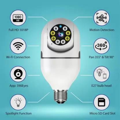 SATTOBISION Wireless Bulb Holder SPY Camera 5.0 MP CCTV Camera Motion Night Vision Security Camera