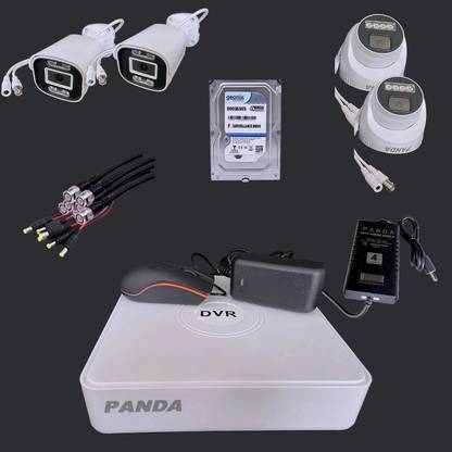 Panda CCTV Camera SET 5MP With Audio (2 Dome + 2 Bullet) 4CH DVR 500GB MobileView Nightview