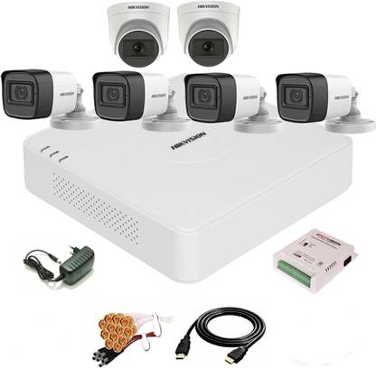 HIKVISION 8 Channal Turbo HD H.265 DVR 1Pcs,Outdoor Camera 5 MP Turbo HD AUDIO 4Pcs,Indoor Camera 5 MP Turbo HD AUDIO 2Pcs,Power Supply 1Pcs ,Full combo set Security Camera