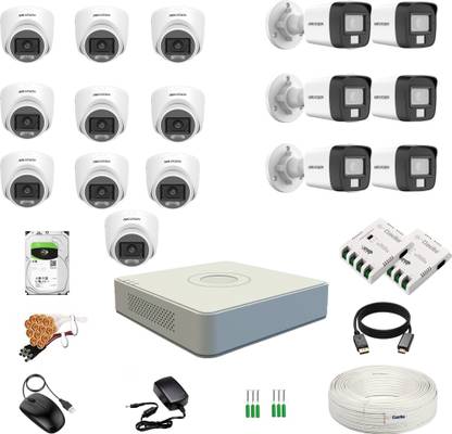 Clocite HIKVISION 2MP 10 Dome 6 Bullet Cameras (Color Night Vision+Audio) + 16CH DVR Kit Security Camera