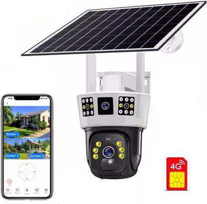 AVOIHS CCTV 4G Sim Solar Powered 360° PTZ Camera Solar Panel TwoWay Audio Night Vision Security Camera
