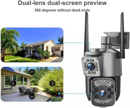 Bzrqx Dual Lens 4K CCTV Camera with Waterproof Build, Audio and Color IR Mode Security Camera