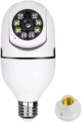OneXsale Wifi Bulb Camera Pan Tilt Control Color Night Vision SD Card Support 2-way Audio Security Camera