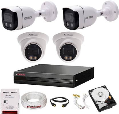 CP प्लस 4CH. Hybrid DVR, 2B/2D CAMERA COLOUR VIEW NIGHT VISION CAMBO SET With 1TB HDD सिक्योरिटी कैमरा