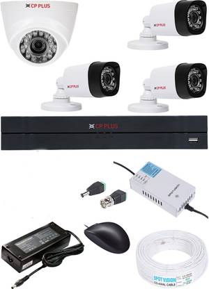 CP PLUS 4 Channal HD DVR 720p 1Pcs,Bullet Camera 1MP 3Pcs,Dome Camera 1MP 1Pcs Security Camera