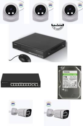 ZEBRONICS 5MP IP cameras 2 Bullet, 3 Dom With 16ch NVR 8ch POE swich And 1TB CCTV HDD Security Camera