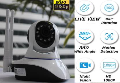 Bzrqx WiFi CCTV 1080P Wireless PTZ Camera 360° Live View TwoWay Audio Night Vision Security Camera