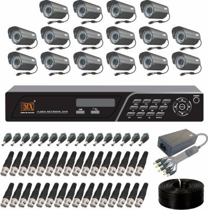 MX CCTV Cameras Kit 16 Channel Analog Security System with BNC DC pin & 1 DVR - Set 51 Security Camera