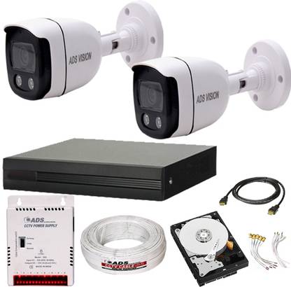 ADS VISION 5MP DVR 3MP 2 BULLET COLOR VU NIGHT VISION CAMERA Full Set With 500GB HDD Security Camera