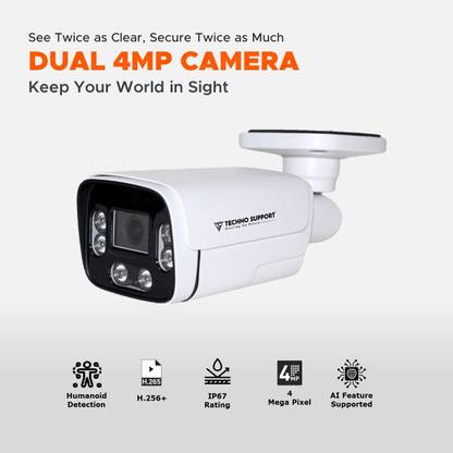 TECHNO SUPPORT 4MP DUAL SMART BULLET CAMERA Security Camera
