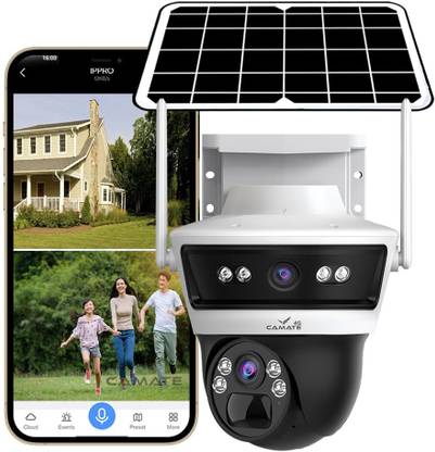 Camate Stellar Solar Duo 4+4MP 4G Sim Based PTZ Dual Lens Outdoor Weatherproof Battery Security Camera