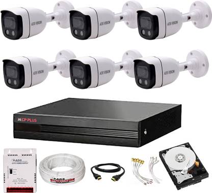 CP PLUS 8CH. Hybrid DVR, 6 BULLET CAMERA COLOUR VIEW NIGHT VISION CAMBO SET With 1TB HDD Security Camera