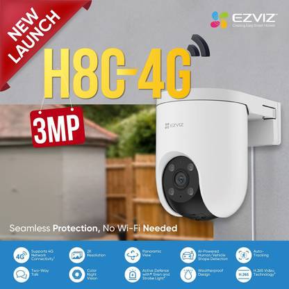 EZVIZ  H8C 4G LTE 2K Pan&Tilt 360°|Color NightVision|NanoSIM Support|512GB SD Card Slot Security Camera