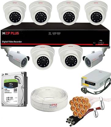 CP PLUS Astra 8 Camera 2.4MP CCTV Combo Set with HDD, Cable, Powersupply, Pins Full Set Security Camera