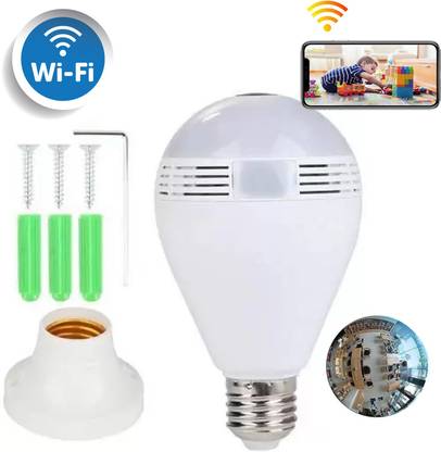 Point Zero Panoramic Bulb Camera Motion Alert Night Vision SD Card Support 2-way Audio Security Camera
