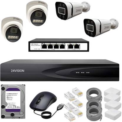 24 vision 4 Channel CCTV Combo Set 4K 4MP IP and bullet cameras Security Camera
