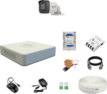 Clocite HIKVISION 5MP 1 Bullet Cameras (Audio Recording) + 4CH 3K/5MP DVR Kit Security Camera