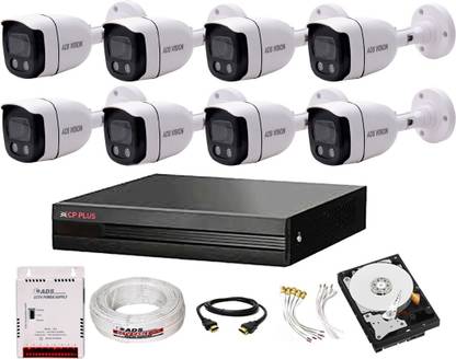 CP PLUS 8CH. Hybrid DVR, 8BULLET CAMERA COLOUR VIEW NIGHT VISION CAMBO SET With 1TB HDD Security Camera