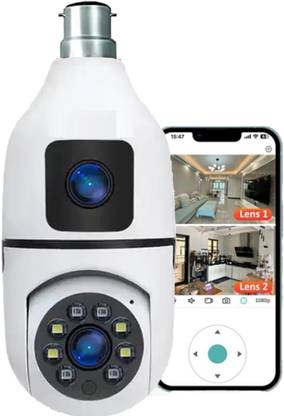 OSHSIZ Bulb PTZ dual lens 2-way Audio Night Vision Motion Alert SD card support Security Camera