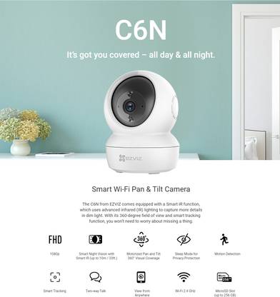 EZVIZ  c6n 1080p Motorized Pan/Tilt 360° Visual Coverage Two-way Talk Wi-Fi Cctv Camera Security Camera