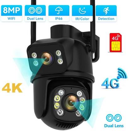 AVOIHS 4G SIM Smart CCTV Camera Dual Lens DualScreen PTZ 360° TwoWay Audio Night Vision Security Camera