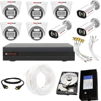 WEB PLUS CP PLUS 8 Channal HD DVR with 8 Camera complete setup Security Camera