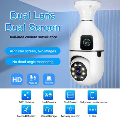 Bzrqx Wifi HD Dual Lens Camera with No Dead Angle Monitoring & Two-Way Intercom Security Camera