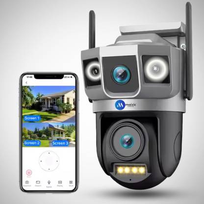 Maizic Smarthome Tricam Shark Dual Lens/Triple Screen 5+5MP UHD Wifi Outdoor CCTV Camera For Home Security Camera