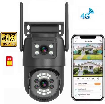AVOIHS 4G SIM Camera 1080p Full HD IP Bullet+360° PTZ TwoWay Audio Alarm Night Vision Security Camera