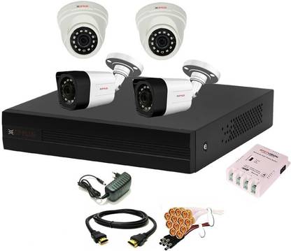CP PLUS 4 Channal HD DVR 1080p 1Pcs,Outdoor Camera 2.4 MP 2Pcs,Indoor Camera 2.4 MP 2Pcs,Full combo set Security Camera