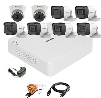 HIKVISION 8 Channal Turbo HD H.265 DVR 1Pcs,Outdoor Camera 5 MP Turbo HD AUDIO 6Pcs,Indoor Camera 5 MP Turbo HD AUDIO 2Pcs,HDMI cable 1Pcs,Bnc & Dc connectors,combo set Security Camera