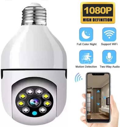 PERAMISYM Wireless Bulb Shape PTZ V380 Pro Indoor 360° Spy Camera cctv camera for home Security Camera