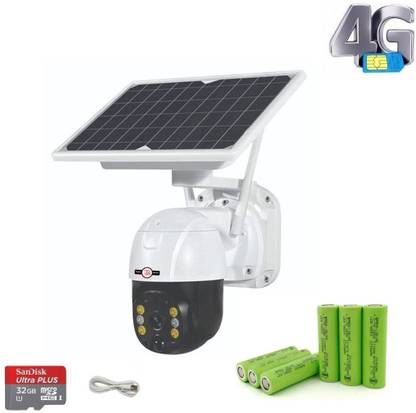 iTS Solar PTZ Dome 4G Sim PIR 4MP AI Color Camera 2-Way Audio 32GB with 6 Battery Security Camera