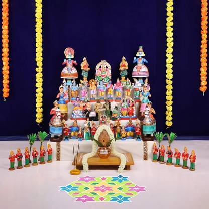 Cycle 5-Step Dasara Doll Stand |Eco-friendly Navratri Golu Stand | 95x90cm (L*B) Corrugated Paper Home Temple