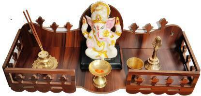G I TRADERS Wooden Home Temple, Handcrafted Wooden Home Temple for Daily Worship Engineered Wood Home Temple
