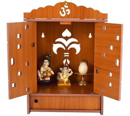 Nexat Art Solid Wood Big Home Temple|Solid wood temple|Wall Hanging Puja Temple| Engineered Wood Home Temple