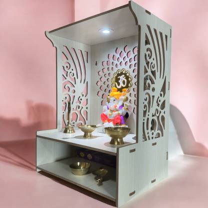 HOODWIN Pooja Mandir Temple Home Office temple H- 15.5 L- 11.5 W -11 In Home Temple Engineered Wood Home Temple