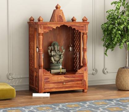 LIFE WOOD Life Wood Solid Sheesham Wooden Temple with 1 Drawer for Home and Offices Solid Wood Home Temple