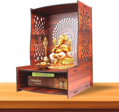 CLICKEDIN Pooja Mandir For Home & Office High Quality Wooden and Unique Design Table Top Solid Wood Home Temple