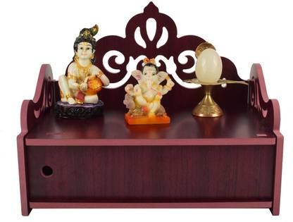 Arti Traders A handcrafted wooden home temple for daily worship, featuring intricate carvings Engineered Wood Home Temple