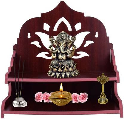 DRUMLIN Beautiful Wooden Temple/ Home Temple/Puja Mandir/Wall Hanging and Table Top Engineered Wood Home Temple