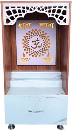The Wooden Factory Wooden Temple TEMP03 with LED Light for Home & Office Engineered Wood Home Temple