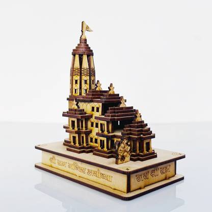 Shri Balaji Enterprises Ayodhya Ram Mandir Model (MDF) Solid Wood Home Temple