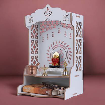 woodenwaves Wooden Home Temple Altar With Intricate Design For Spiritual Practices Engineered Wood Home Temple