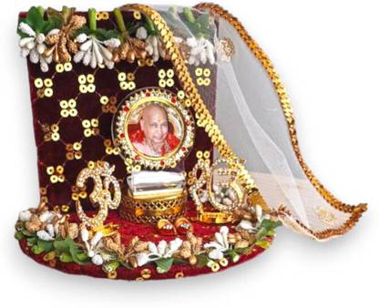 Tickle Cart Jai Guruji | Guruji Darbar with Guruji Swaroop , Charan Paduka , OM and EK Omkar Solid Wood Home Temple